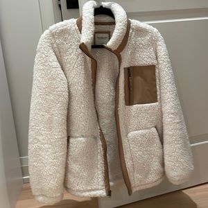 Abercrombie and Fitch Sherpa Faux Leather-Trim Jacket